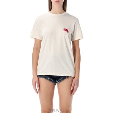 26SS 이자벨마랑 ZEWEL 코튼 T 셔츠 WITH EMBROIDERED 로고 TS0001FAD1N06E2
