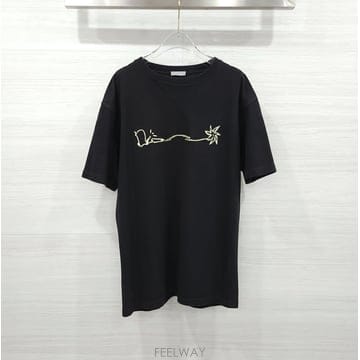 [럭스유] L / 디올 X 캑터스 잭 블랙 로고 반팔 티셔츠 283J685C0554