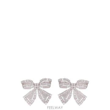 26FW Self portrait 보우 earrings with 크리스탈 PF26617ESLSILVER TP