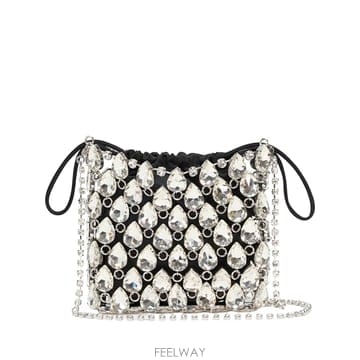 26SS Self portrait Silver Crystal Chainmail 미니 클러치 SS26310SI