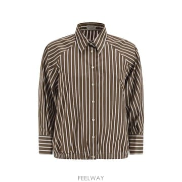 Brunello Cucinelli 26SS ���ڷ� ��ġ�ڸ� Camicia casual ���ڷ� ��ġ�ڸ� in cotone a righe MH26SS ���ڷ� ��ġ�ڸ� Camicia casual ���ڷ� ��ġ��