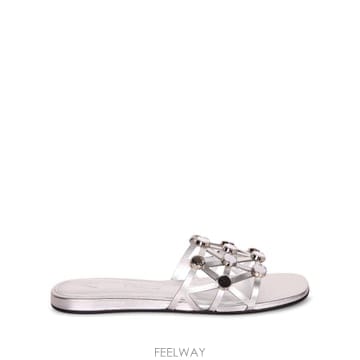 26SS 디아티코 Silver 레더 straps  Shiny metal details  Flat sole