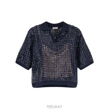 브루넬로 쿠치넬리 폴로 IN MAGLIA DI SETA E LINO MCBR11805C7186 TP57641