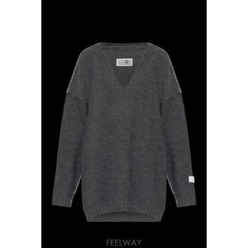 Maison Margiela 26FW �������������� Grey melange ���������� V �� ��Ʈ ������ S52HN0016M132898526FW �������������� Grey melange ���������� V �� ��Ʈ 