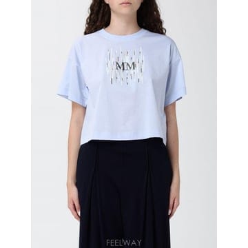 Max Mara 26SS �������� T ���� cropped MM �������� in cotone con �ΰ� ricamato e s26SS �������� T ���� cropped MM �������� in cotone con