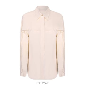 Fabiana Filippi 26SS �ĺ�Ƴ� �ʸ��� Cream colored ��ư poplin ����  Ŭ���� collar �� front26SS �ĺ�Ƴ� �ʸ��� Cream colored ��ư poplin ����  