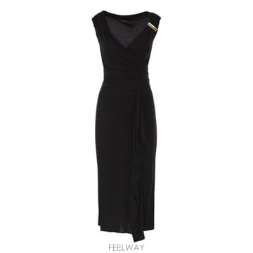 Max Mara 26SS �������� STUDIO MSTAUREO   Draped viscose midi �巹�� with jew26SS �������� STUDIO MSTAUREO   Draped viscose midi ��