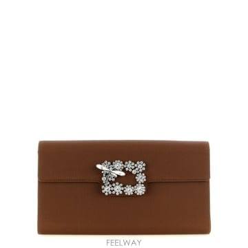 26FW 로저 비비에 Efflorescence 클러치 in satin Cacao RBWAMFD0209RS0S