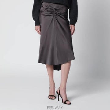 Victoria Beckham 26FW ���丮�ƺ��� Bela midi ��ĿƮ in mineral grey crepe satin 1126WS26FW ���丮�ƺ��� Bela midi ��ĿƮ in mineral grey cre