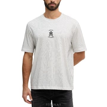 Armani 26SS �Ƹ����� �ͽ�ü���� T ���� a girocollo in cotone a righe con �ΰ� �Ƹ�26SS �Ƹ����� �ͽ�ü���� T ���� a girocollo in cotone 