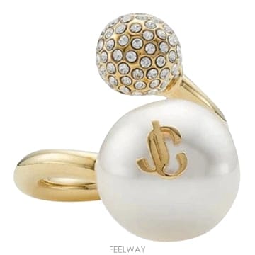 Jimmy Choo 26SS ������ Ring with ũ����Ż AURIRINGJIQGOLDWHITECRYSTAL TP57054826SS ������ Ring with ũ����Ż AURIRINGJIQGOLDWHITECRY