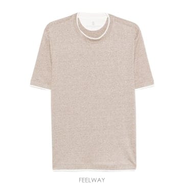 Brunello Cucinelli 26SS ���ڷ� ��ġ�ڸ� T ���� With Faux Layering MW8357427CPP74 TP571826SS ���ڷ� ��ġ�ڸ� T ���� With Faux Layering MW835
