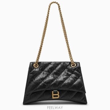 25SS Balenciaga 블랙 레더 Crush M 숄더 백 716393210J11000 TP5777498