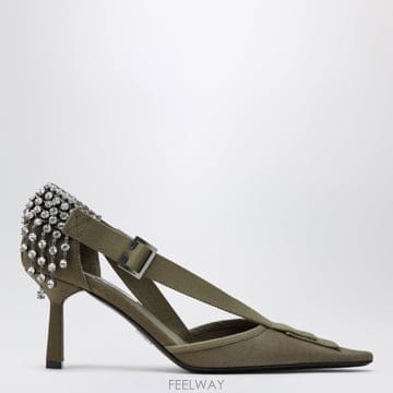 PRADA 26SS ����� Military �׸� canvas pumps with ũ����Ż 1I443OB075010F0126SS ����� Military �׸� canvas pumps with ũ����Ż 1