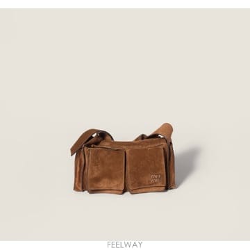 26FW 미우미우 브라운 suede Utilitaire 크로스바디 백 5BC205VPOO2CSSF0324 T