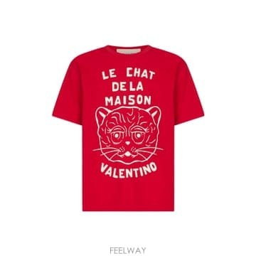 Valentino 25FW Valentino Red T ���� with Le Chat de la Maison ����Ʈ 7V3MG125FW Valentino Red T ���� with Le Chat de la Maison ��