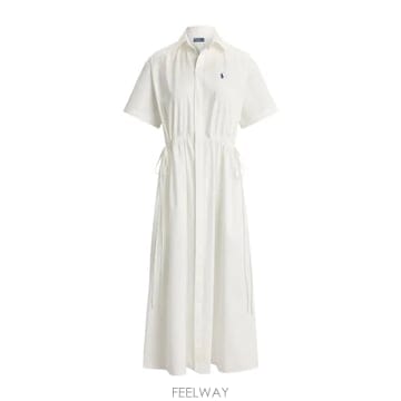 26SS 폴로 랄프 로렌 Woven 쇼트 Sleeves Midi 셔츠 드레스 211B18195001 TP57