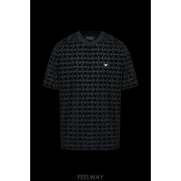 26SS 엠프리오 아르마니 Monogram T 셔츠 with a velvety finish EM005343A