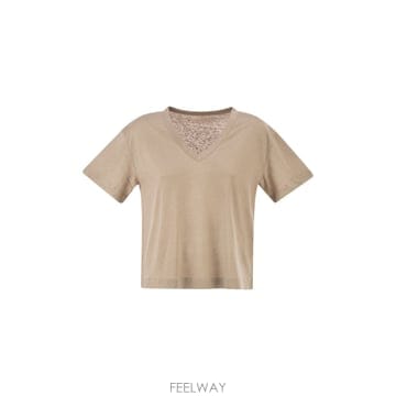 26SS 마제스틱필라쳐 Stretch linen T 셔츠 with V 넥 E26M011FTS963683 TP