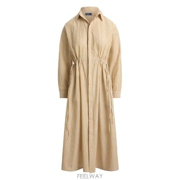 Ralph Lauren 26SS ���� ���� �η� Striped linen ��ư ���� �巹�� with drawstring 211A9626SS ���� ���� �η� Striped linen ��ư ���� �巹�� wit