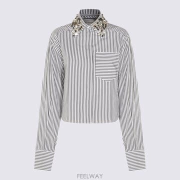Sportmax 26SS ������ �ƽ� Camicia a righe con collo gioiello ������ �ƽ� 26121126SS ������ �ƽ� Camicia a righe con collo gioiello ��
