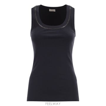 Brunello Cucinelli 26SS ���ڷ� ��ġ�ڸ� Sleeveless ribbed ž in stretch ��ư with jewell26SS ���ڷ� ��ġ�ڸ� Sleeveless ribbed ž in stretch