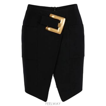 26SS Balmain BELTED GRAIN DE POUDRE KNEE LENGHT 스커트 GF1LBB22