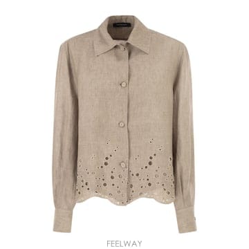 Fabiana Filippi 26SS �ĺ�Ƴ� �ʸ��� Cropped linen ���� with broderie anglaise embroi26SS �ĺ�Ƴ� �ʸ��� Cropped linen ���� with broderie 