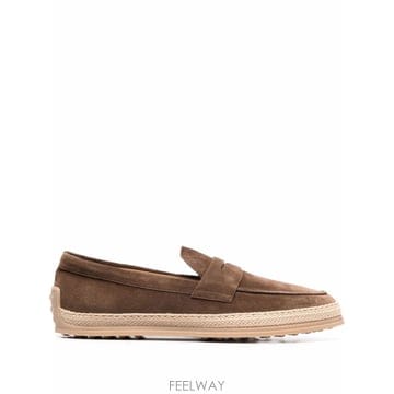 TODS 26SS TOD S Suede ���� moccasin, woven raffia details, rubber s26SS TOD S Suede ���� moccasin, woven raffia details, 