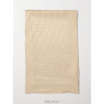 FENDI 26SS Fendi Sciarpa FF Fendi in seta con monogram jacquard FX26SS Fendi Sciarpa FF Fendi in seta con monogram jacqu