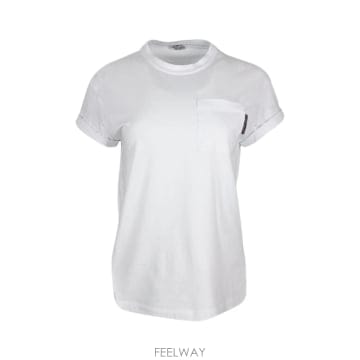 Brunello Cucinelli 26SS ���ڷ� ��ġ�ڸ� Rhinestones detailed chest pocket T ���� M0T18B26SS ���ڷ� ��ġ�ڸ� Rhinestones detailed chest pock