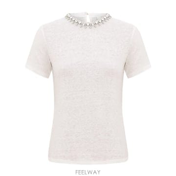 Zimmermann 26SS ���Ӹ� ���Ӹ� Embellished linen tee 7913TS26RIVO TP57184702826SS ���Ӹ� ���Ӹ� Embellished linen tee 7913TS26RIVO 