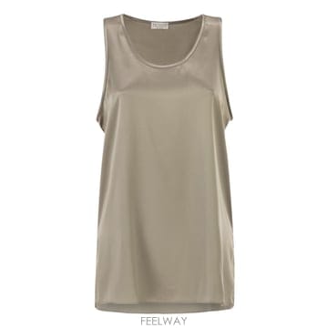 Brunello Cucinelli 26SS ���ڷ� ��ġ�ڸ� Stretch ��ũ satin crew �� ž M0C59DZ300C9125 TP526SS ���ڷ� ��ġ�ڸ� Stretch ��ũ satin crew �� ž M