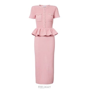 Self Portrait 26SS Self portrait ��ũ ��ư Draped ��Ʈ Midi �巹�� RS26108MPINK TP526SS Self portrait ��ũ ��ư Draped ��Ʈ Midi �巹�� R