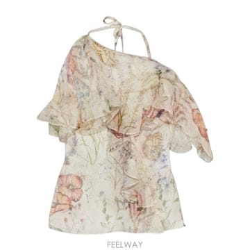 26SS 알렉산더 맥퀸 실크 탑 with floral motif 858351QCAMO9015 TP571842
