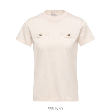 26SS Moncler 베이지 쇼트 Sleeve T 셔츠 By L10938C0002389B9B050 TP57