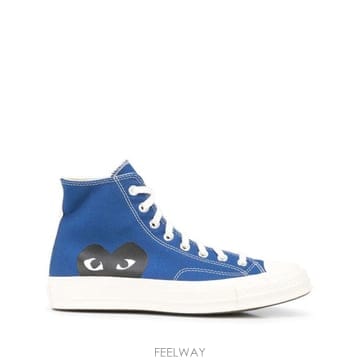 25SS 꼼데가르송 하프 하트 CHUCK TAYLOR  70 HIGH 탑 스니커즈 P1K122BLUE TP5