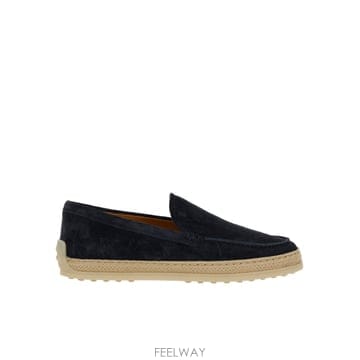 26SS TOD S 블랙 Slip On 로퍼 with Rafia Detail in Suede 워먼 XXW92