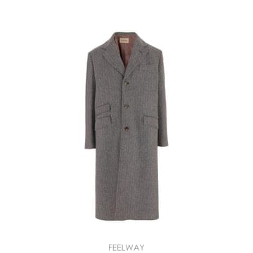 발렌티노 헤링본 버진 울 코트