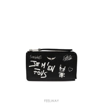 쟈딕앤볼테르 그래피티 프린트 아르티 태그 카드 홀더 블랙