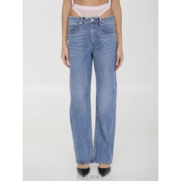 Alexander Wang 25SS �˷������ Slit Hem Prestyle Hotfix Mesh Undie Jeans 4DC424425SS �˷������ Slit Hem Prestyle Hotfix Mesh Undie Je