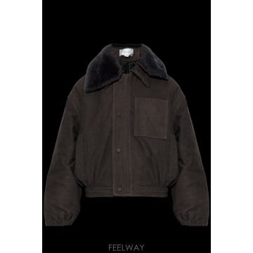 Victoria Beckham 26SS ���丮�ƺ��� Suede ���� with fur collar 1126LJK006980A0SEALGREY26SS ���丮�ƺ��� Suede ���� with fur collar 1126LJK00