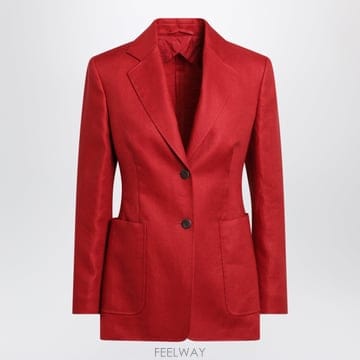 Max Mara 26SS �������� Semi fitted �̱� breasted �������� in red linen MXMVOLON26SS �������� Semi fitted �̱� breasted �������� in re