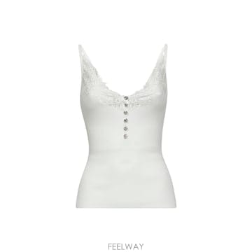 Self Portrait 25FW Self portrait RIBBED ��Ʈ ž WITH ���̽� PF25042TWWHITE TP57525FW Self portrait RIBBED ��Ʈ ž WITH ���̽� PF25042T