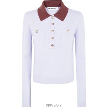 Self Portrait 25FW Self portrait CONTRAST COLLAR ��Ʈ ž AW25021TBLUE TP5759425FW Self portrait CONTRAST COLLAR ��Ʈ ž AW25021TBLU