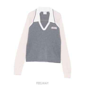 ī 카사블랑카 테니스 긴소매 폴로 탑 화이트