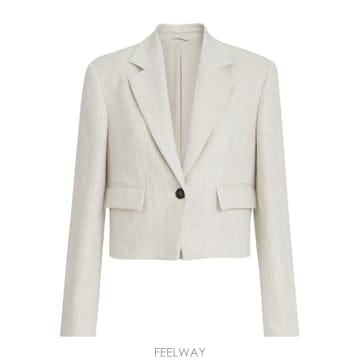 Brunello Cucinelli 26SS ���ڷ� ��ġ�ڸ� Chevron linen �� ��ư crop ���� with ����� MH528770226SS ���ڷ� ��ġ�ڸ� Chevron linen �� ��ư crop ����