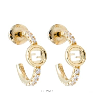 FENDI 26SS Fendi EVERROUND METAL �� CRYSTAL EARRINGS 8AL326ATEPF08926SS Fendi EVERROUND METAL �� CRYSTAL EARRINGS 8AL326A