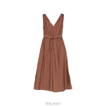 Brunello Cucinelli 26SS ���ڷ� ��ġ�ڸ� Techno ��ư poplin �巹�� with ��Ʈ �� Precious ��� De26SS ���ڷ� ��ġ�ڸ� Techno ��ư poplin �巹�� with 
