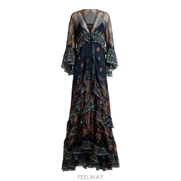 ETRO 26SS Etro MAXI FLARED �巹�� WITH SEE THROUGH SLEEVES WRHA0537926SS Etro MAXI FLARED �巹�� WITH SEE THROUGH SLEEVES 